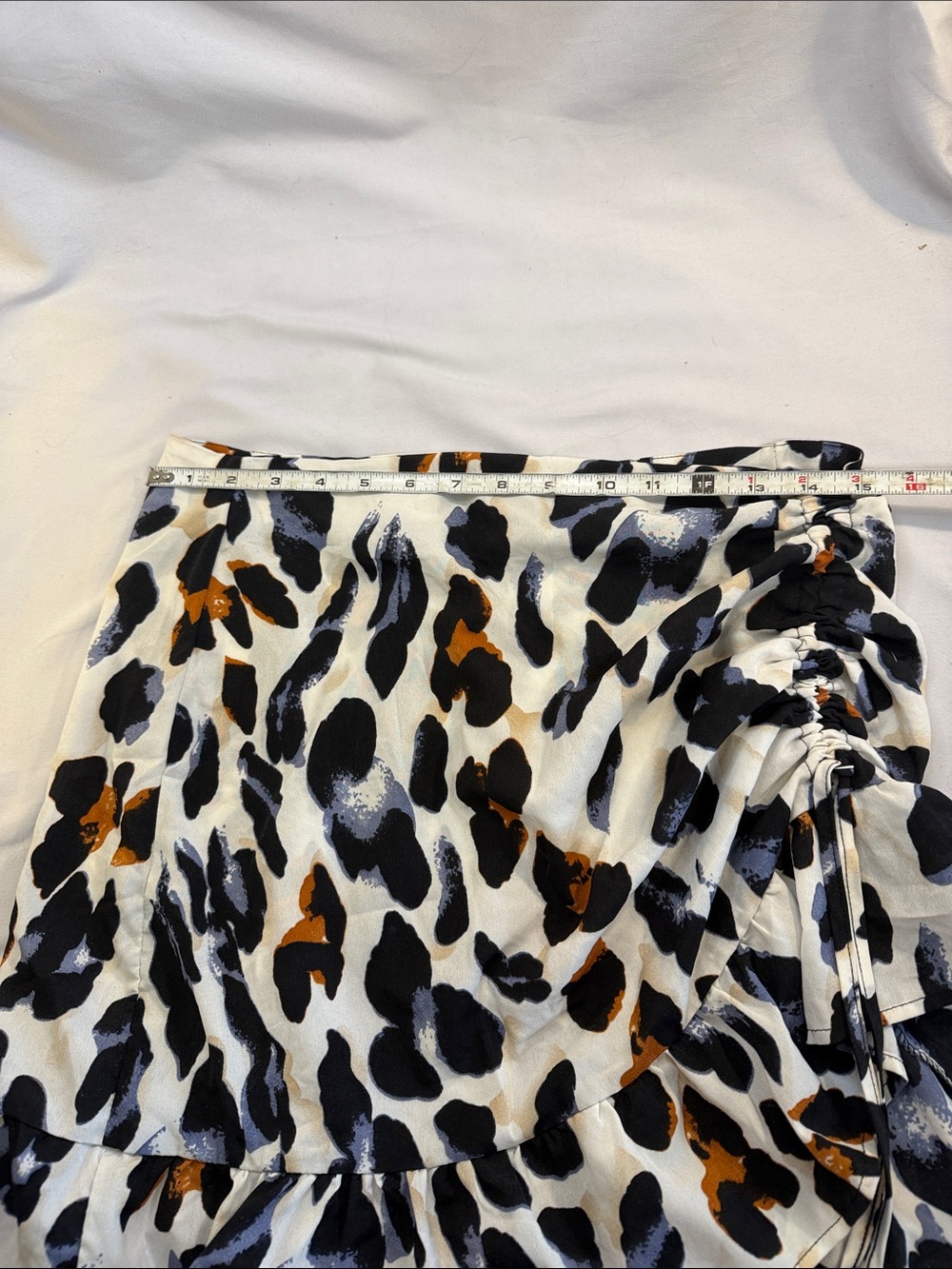 Animal Print Ruffle Hem Mini Skirt - Black, White & Brown - Picture 5 of 6